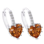 Orecchini con pietra di zirconi cubici in vero argento sterling 925 a forma di cuore carino, Gold with white Zirconia, Platinum with white Zirconia, Platinum with Pink Zirconia, Platinum with Purple Zirconia, Platinum with Light blue Zirconia          ...