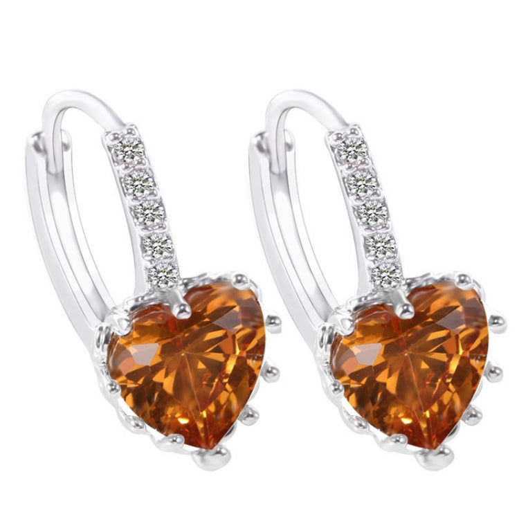 Orecchini con pietra di zirconi cubici in vero argento sterling 925 a forma di cuore carino, Gold with white Zirconia, Platinum with white Zirconia, Platinum with Pink Zirconia, Platinum with Purple Zirconia, Platinum with Light blue Zirconia          ...