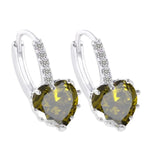 Orecchini con pietra di zirconi cubici in vero argento sterling 925 a forma di cuore carino, Gold with white Zirconia, Platinum with white Zirconia, Platinum with Pink Zirconia, Platinum with Purple Zirconia, Platinum with Light blue Zirconia          ...