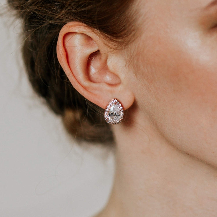 Orecchini pendenti con semi di cuore Orecchini a bottone con zirconi, black, Green, rose gold, gold, White