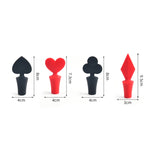 Tappo per vino in silicone da 12 pezzi. Tappo per vino serie Poker, 12 PCS Peach Heart Shape, 12 PCS Poker Shape, 12 PCS Black Plum Shape, 12 PCS Red Square Shape