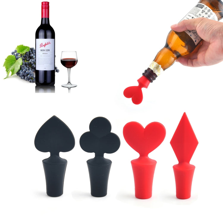 Tappo per vino in silicone da 12 pezzi. Tappo per vino serie Poker, 12 PCS Peach Heart Shape, 12 PCS Poker Shape, 12 PCS Black Plum Shape, 12 PCS Red Square Shape