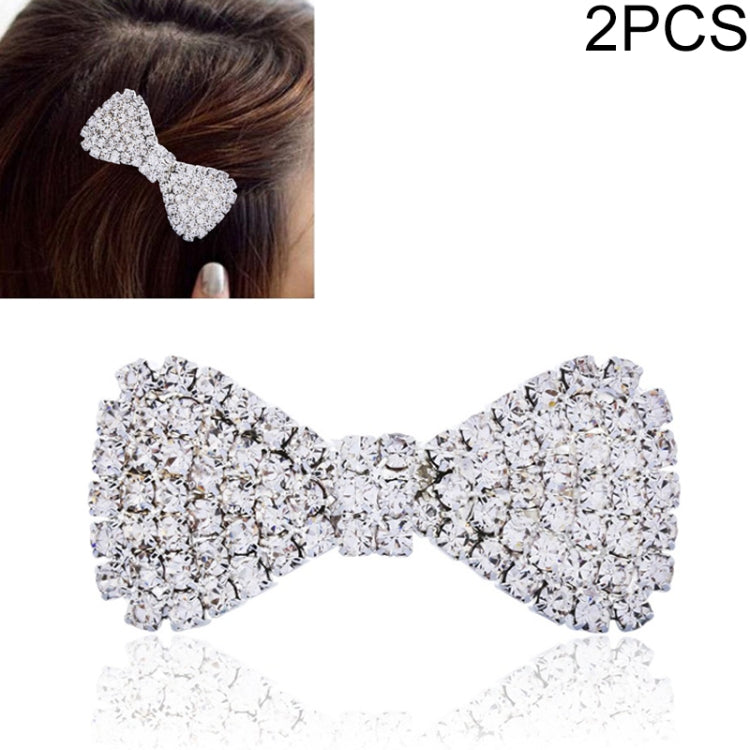 2 fermagli per capelli con nodo e fiocco in cristallo con strass per donna alla moda, 2 pezzi