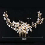 Fascia per capelli con perle dorate, diademi, strass di cristallo, pettini per capelli da sposa, Golden Pearl