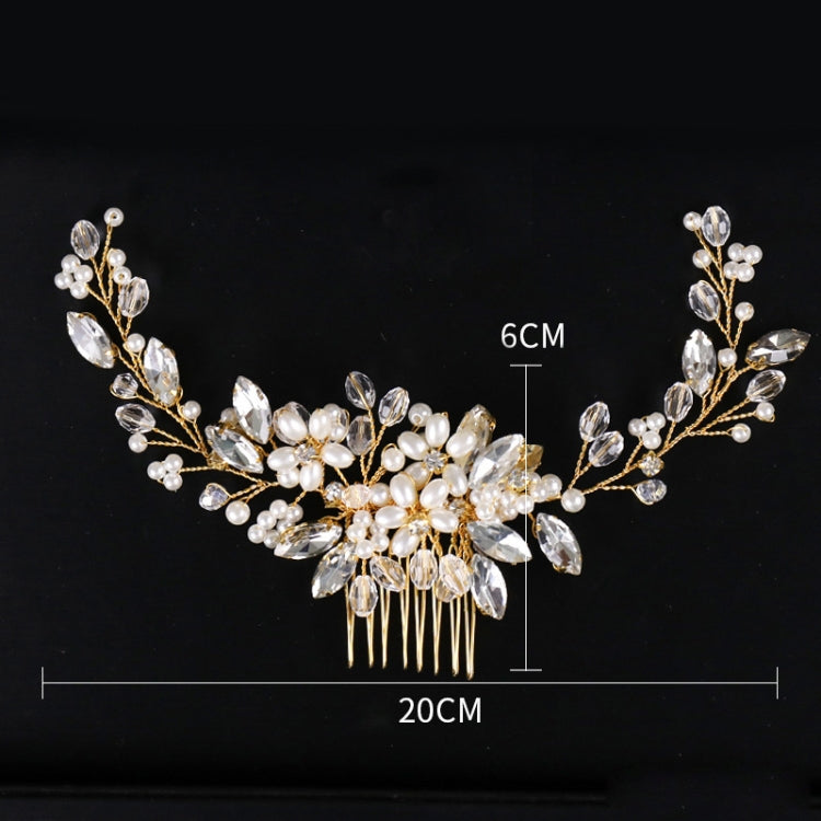 Fascia per capelli con perle dorate, diademi, strass di cristallo, pettini per capelli da sposa, Golden Pearl