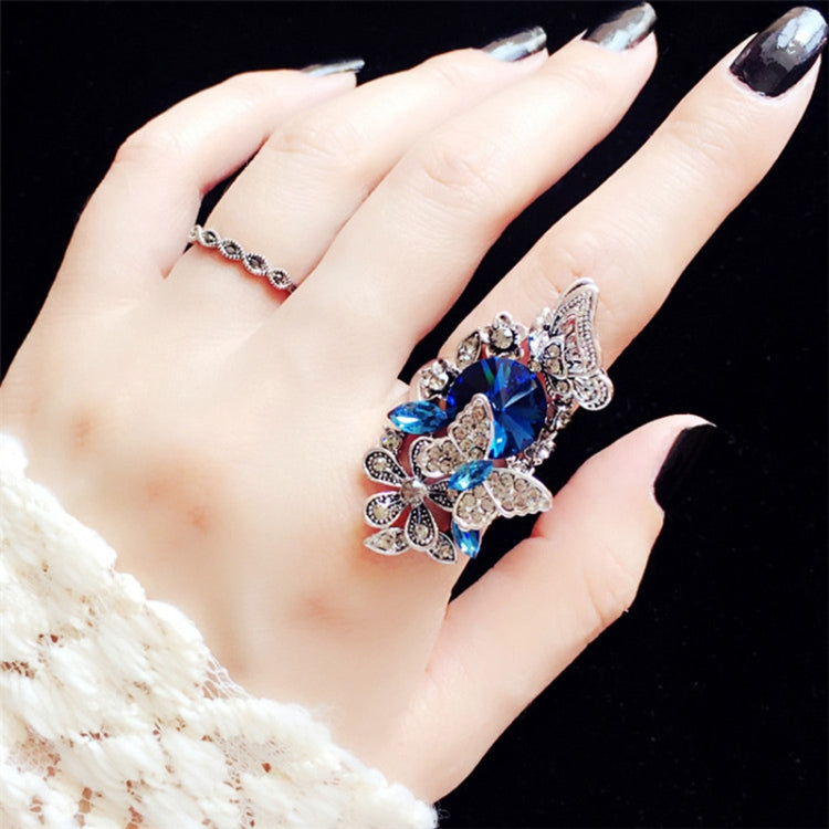 2 pezzi/set anello a forma di farfalla di cristallo con pietra preziosa palazzo retrò moda donna