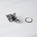 2 pezzi/set anello a forma di farfalla di cristallo con pietra preziosa palazzo retrò moda donna