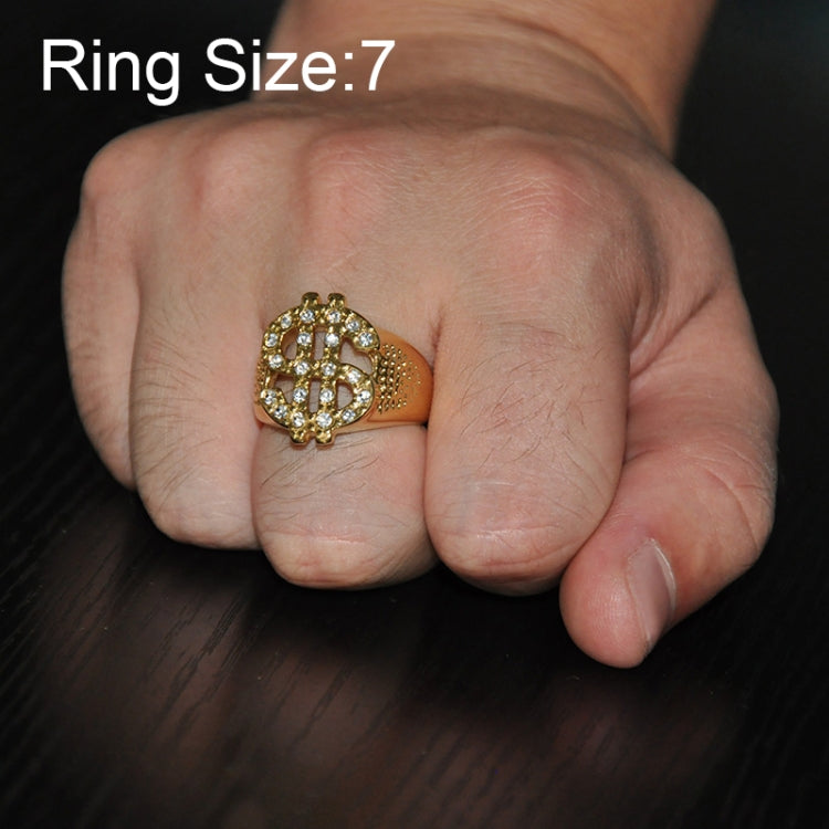 Anelli con sigillo in oro con simbolo del dollaro statunitense Rock Bling per gioielli da uomo