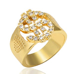 Anelli con sigillo in oro con simbolo del dollaro statunitense Rock Bling per gioielli da uomo