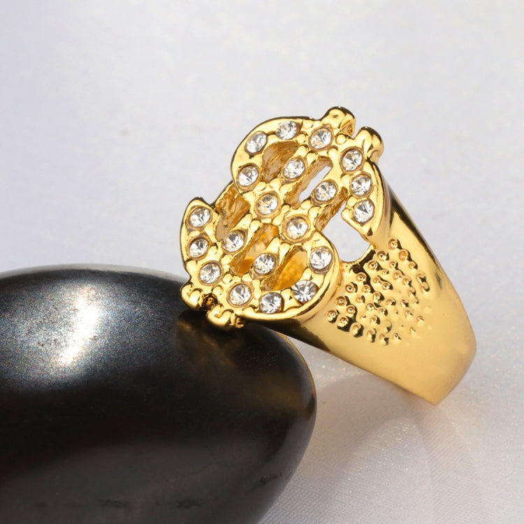 Anelli con sigillo in oro con simbolo del dollaro statunitense Rock Bling per gioielli da uomo