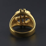 Anelli con sigillo in oro con simbolo del dollaro statunitense Rock Bling per gioielli da uomo