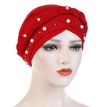 Berretto turbante da donna Berretto a treccia singola in seta di latte con rivetto bianco perla con cappuccio, 58cm