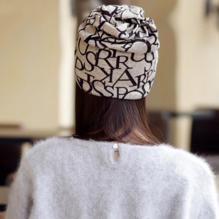 Berretto turbante multiuso con motivo lettera da donna. Berretto chemioterapico