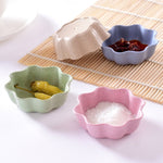 5 pezzi creativi piatti a forma di prugna piatto di condimento in paglia di grano piatto per snack salsa di peperoncino salsa ketchup piatto di sale, dimensioni: 7x7x2,5 cm