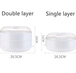 2 PZ Pentola A Vapore Per Microonde Accessori Per Pentole Per Cottura A Vapore Verdure Frutti Di Mare, Single layer, Double layer