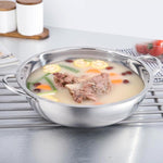Pentola calda in acciaio inossidabile da 5 pezzi Pentola per zuppa trasparente non magnetica spessa Pentola calda a doppia orecchie, 30cm, 32cm