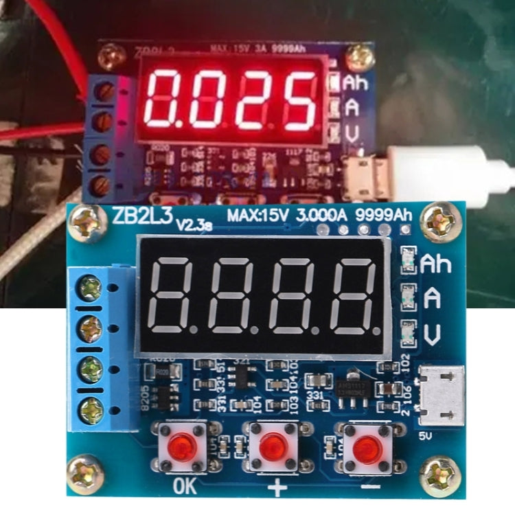 ZB2L3 Tester di capacità della batteria 1.2-12V 18650 Li-ion Litio al piombo-acido Misuratore di capacità della batteria Analizzatore del tester di scarico, ZB2L3 Battery Capacity Tester