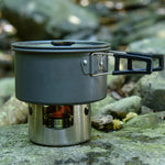 Fornello da picnic all'aperto Mini fornello ad alcool portatile in acciaio inossidabile con coperchio