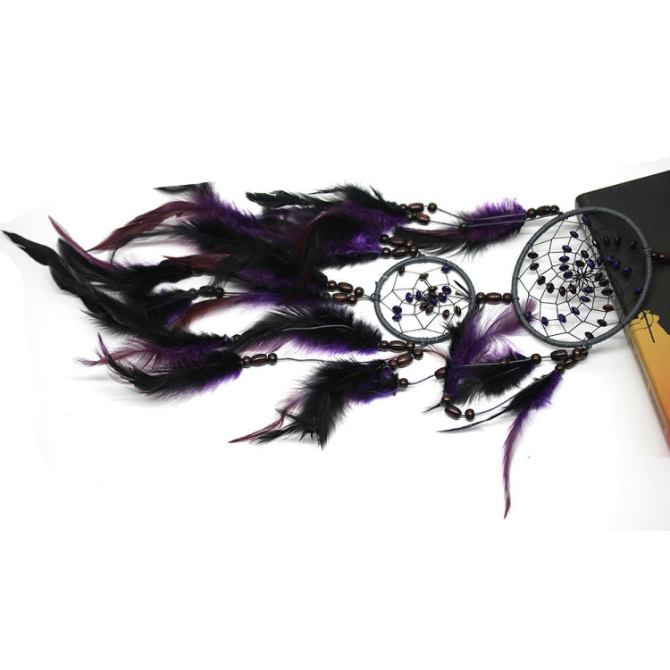 Artigianato di tessitura creativa Perline di piume viola Acchiappasogni Gioielli da appendere a parete, Purple Feather  Beads Dream Catcher