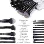 Zoreya Marca Set di pennelli per trucco con setole sintetiche morbide Strumenti per il trucco degli occhi Pennelli per fondotinta neri senza crudeltà