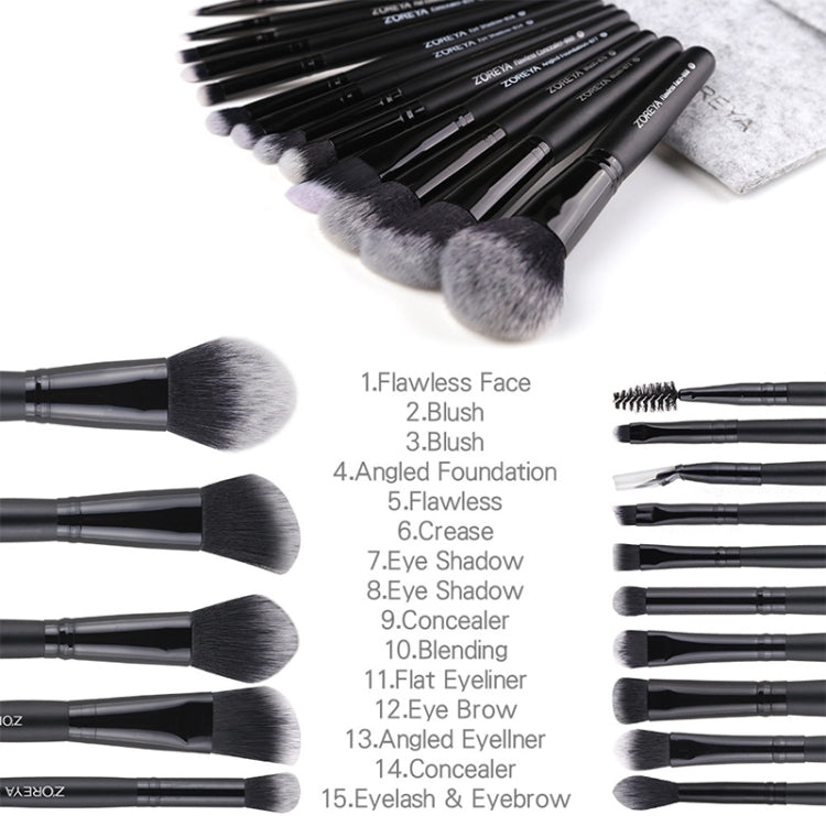 Zoreya Marca Set di pennelli per trucco con setole sintetiche morbide Strumenti per il trucco degli occhi Pennelli per fondotinta neri senza crudeltà