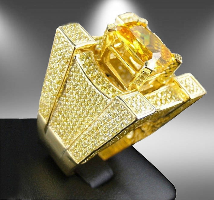 Anello da uomo lussuoso con zirconi microincrostati