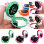 Spazzola per capelli pieghevole con pettine pieghevole per massaggio da viaggio di piccole dimensioni, tasca rotonda portatile da 10 pezzi, Random Color