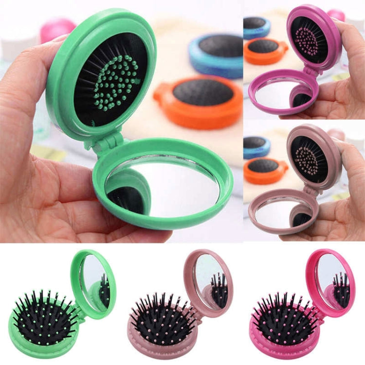 Spazzola per capelli pieghevole con pettine pieghevole per massaggio da viaggio di piccole dimensioni, tasca rotonda portatile da 10 pezzi, Random Color