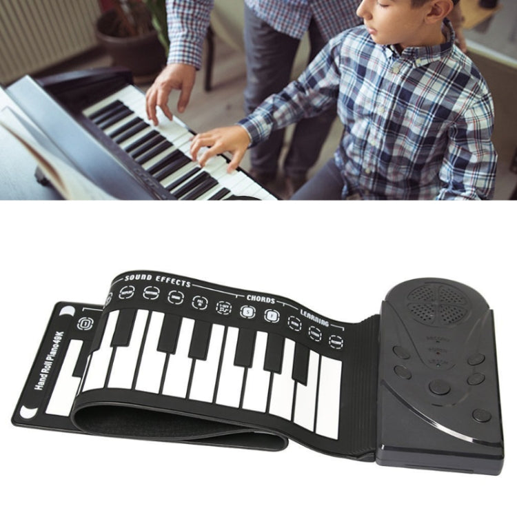 Pianoforte portatile a 49 tasti arrotolato a mano con corno. Principianti per bambini che praticano il pianoforte elettronico, 49-Key Hand-Rolled Piano