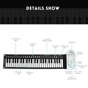 Pianoforte portatile a 49 tasti arrotolato a mano con corno. Principianti per bambini che praticano il pianoforte elettronico, 49-Key Hand-Rolled Piano