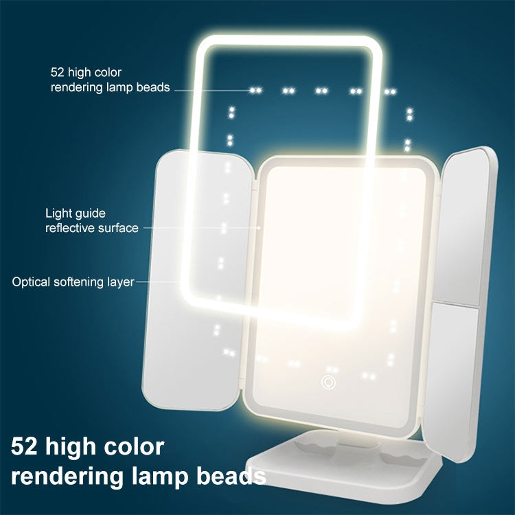 Specchio per trucco quadrato triplo a LED semplice ed elegante, Plug-in Monochrome Lamp, Charging Model Monochrome Lamp, Charging Model Three-color Light