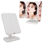 Specchio per trucco quadrato triplo a LED semplice ed elegante, Plug-in Monochrome Lamp, Charging Model Monochrome Lamp, Charging Model Three-color Light
