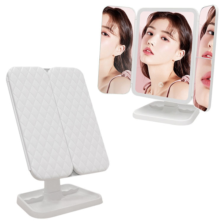Specchio per trucco quadrato triplo a LED semplice ed elegante, Plug-in Monochrome Lamp, Charging Model Monochrome Lamp, Charging Model Three-color Light