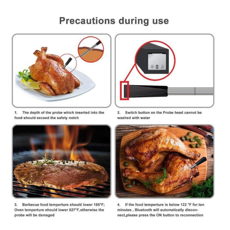 Termometro da forno per alimenti intelligente senza fili Bluetooth da cucina per barbecue, Food Temperature Range: 0-100 degree