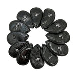 Set di berretti da golf in pelle PU 12 in 1, Black Litchi Texture