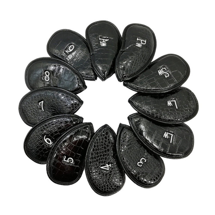 Set di berretti da golf in pelle PU 12 in 1, Black Litchi Texture