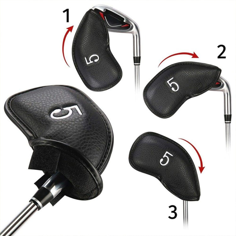 Set di berretti da golf in pelle PU 12 in 1, Black Litchi Texture