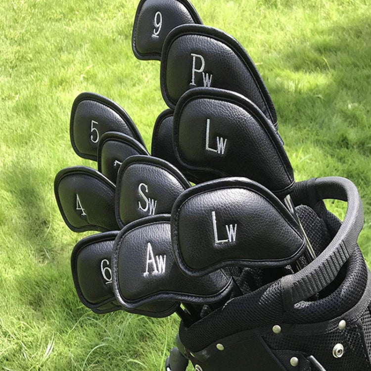Set di berretti da golf in pelle PU 12 in 1, Black Litchi Texture
