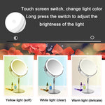 Specchio ingranditore sollevabile con specchio per trucco luminoso a LED rotondo bifacciale da tavolo, Plane + 3 Times Magnification(7-inch Battery Model), Plane + 5 Times Magnification(7-inch Battery Model)                                             ...