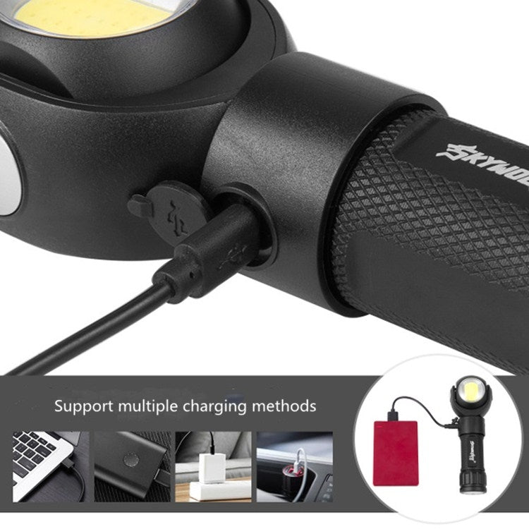 SKYWOLFEYE Testa della lampada Rotazione di 360 gradi Torcia abbagliante a LED ricaricabile tramite USB con lampada da lavoro COB magnetica, Without Battery, With An 18650 Battery, With An 26650 Battery