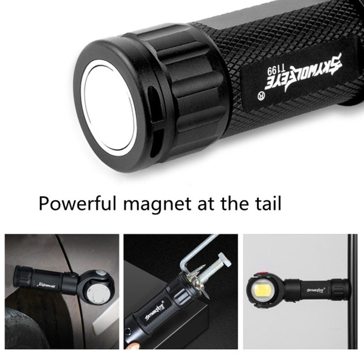 SKYWOLFEYE Testa della lampada Rotazione di 360 gradi Torcia abbagliante a LED ricaricabile tramite USB con lampada da lavoro COB magnetica, Without Battery, With An 18650 Battery, With An 26650 Battery