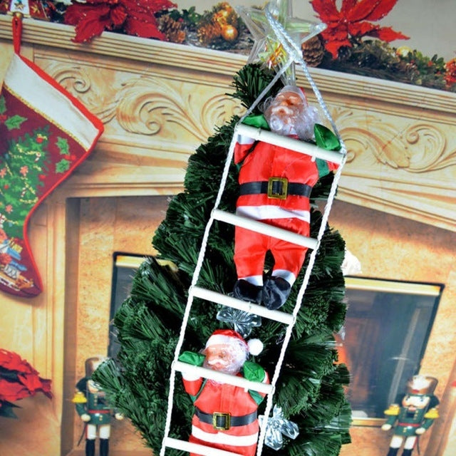 3 pezzi di scala con ciondolo natalizio, albero di bambole di Babbo Natale, ornamenti di Capodanno