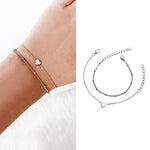 2 set di braccialetti a catena a maglia affilata minimalista piccolo amore da donna