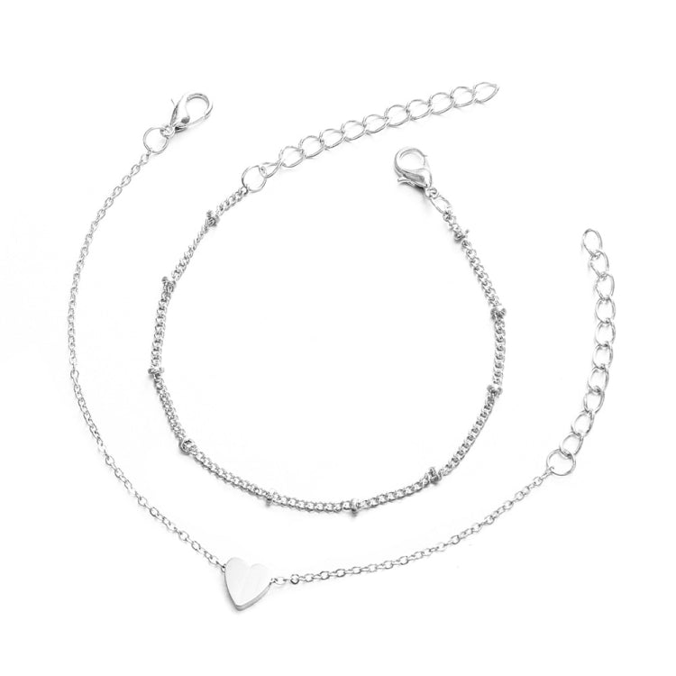 2 set di braccialetti a catena a maglia affilata minimalista piccolo amore da donna