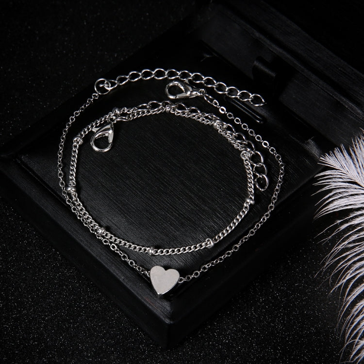 2 set di braccialetti a catena a maglia affilata minimalista piccolo amore da donna