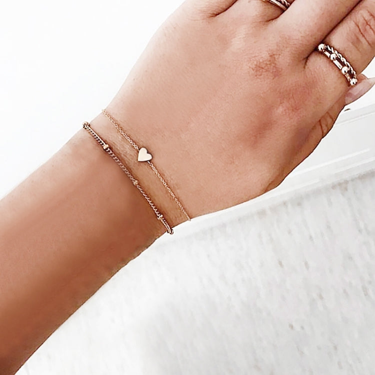 2 set di braccialetti a catena a maglia affilata minimalista piccolo amore da donna
