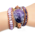 Bracciale da donna fatto a mano con ametista naturale Boho