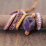 Bracciale da donna fatto a mano con ametista naturale Boho