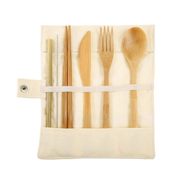 Set di 2 bacchette da viaggio creative in paglia di bambù, coltelli, forchetta, cucchiaio, con borsa di stoffa