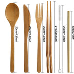 Set di 2 bacchette da viaggio creative in paglia di bambù, coltelli, forchetta, cucchiaio, con borsa di stoffa